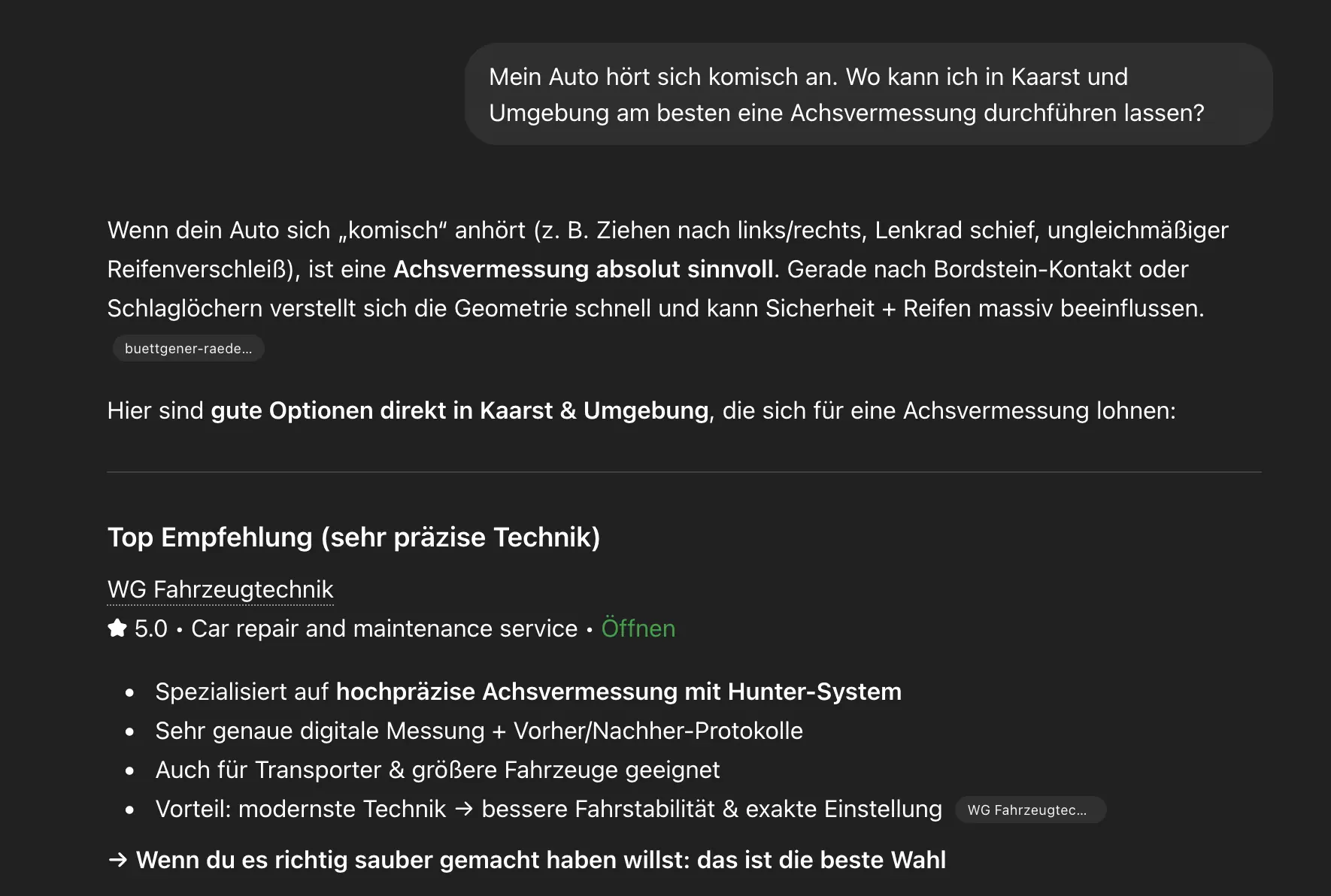 Website-Screenshot: ChatGPT · KI-Empfehlung