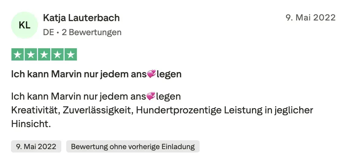 Trustpilot-Bewertung von Katja Lauterbach