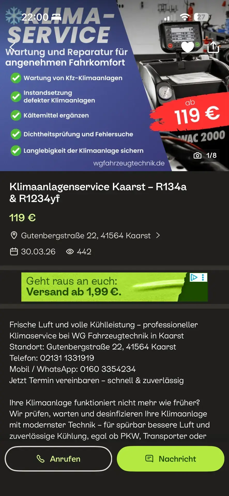 Kleinanzeigen-Ad WG Fahrzeugtechnik (mobile)