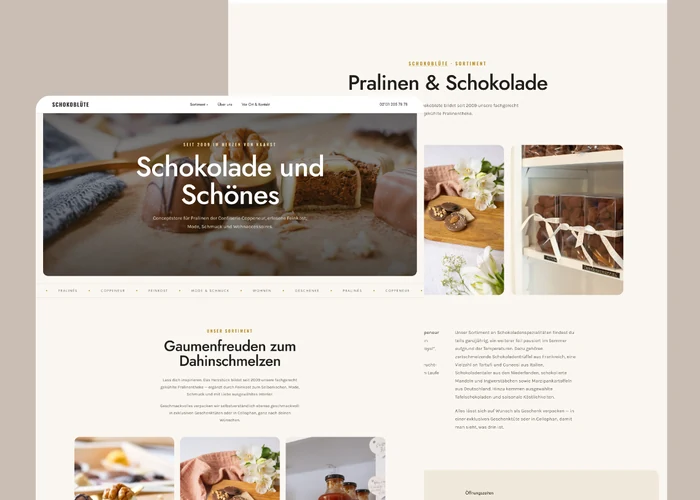 Website-Screenshot: Schokoblüte — Conceptstore in Kaarst