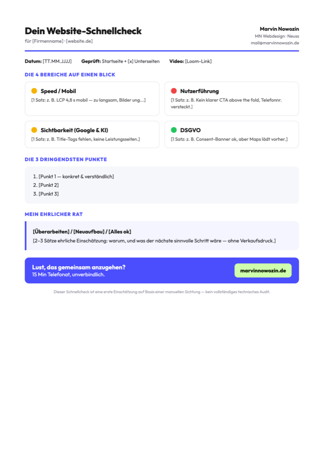 Beispiel: Website-Schnellcheck als PDF